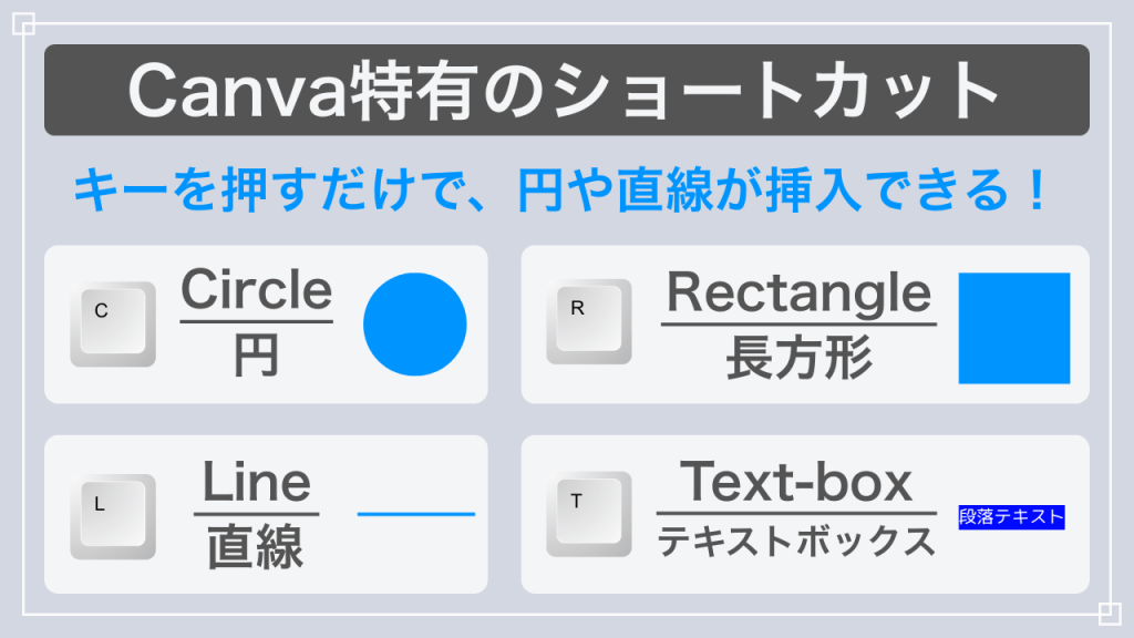 Canva特有のショートカットキー。ほかのソフトウェアでも使いたい超便利な機能。